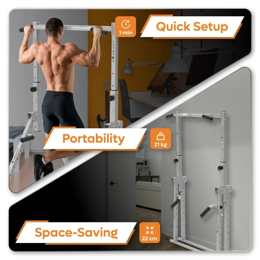 Drążek Wielofunkcyjny Stacjonarny Składany z Poręczami do Dipów do120kg