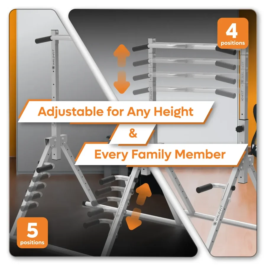 Drążek Wielofunkcyjny Stacjonarny Składany z Poręczami do Dipów do120kg