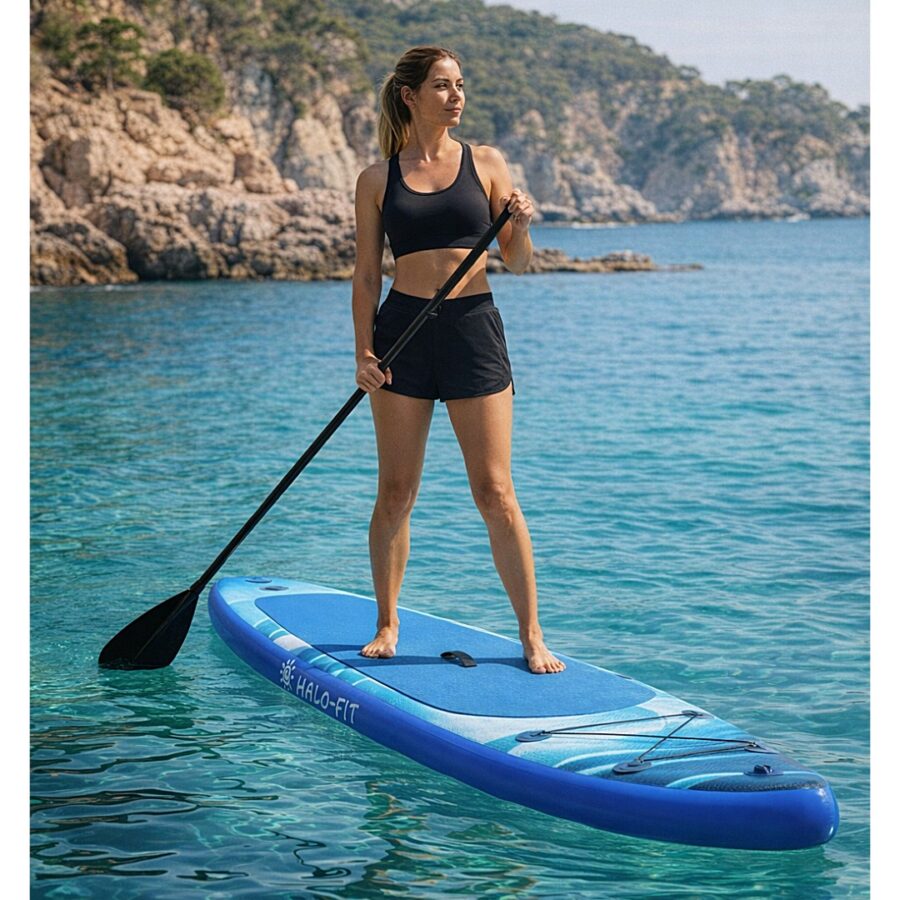 Deska SUP 335cm niebieska pompowana stabilna i trwała dla początkujących Halofit