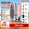 Deska SUP 335cm pompowana do pływania różowa cały zestaw Halofit promocja Deska SUP Pompowana Różowa 335cm- komplet z wiosłęm pompką i plecakiem