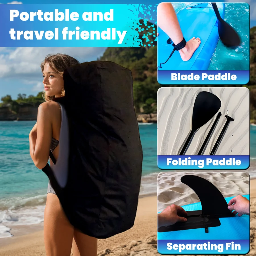 Deska SUP 335cm Niebieska – pompowana z wiosłem i pompką