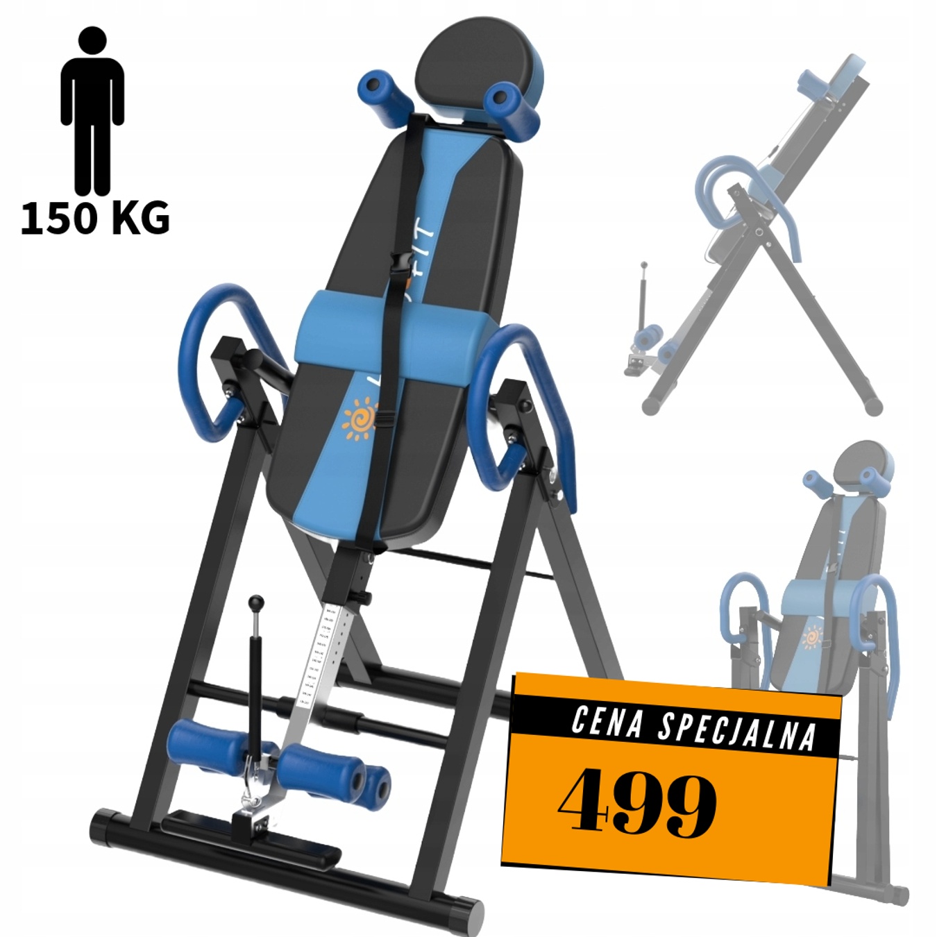 Ławka Grawitacyjna Inwersyjna Niebieska Do 150Kg Treningowa Rehabilitacyjnа Okazja