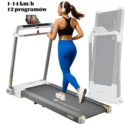 bieżnia domowa składana X500 Halo-Fit mocna 1-14 km/h 12 programów treningowych