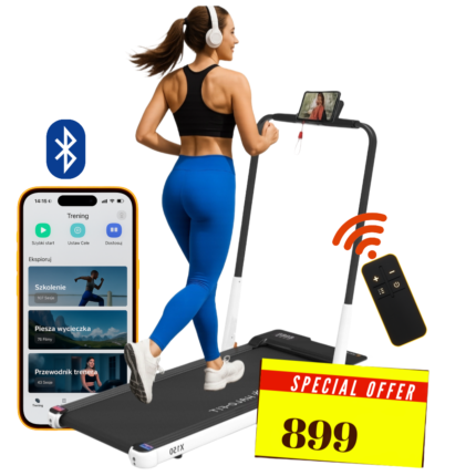 Bieżnia elektryczna domowa składana cicha z aplikacją FitShow Halofit X150 110kg 12km/h