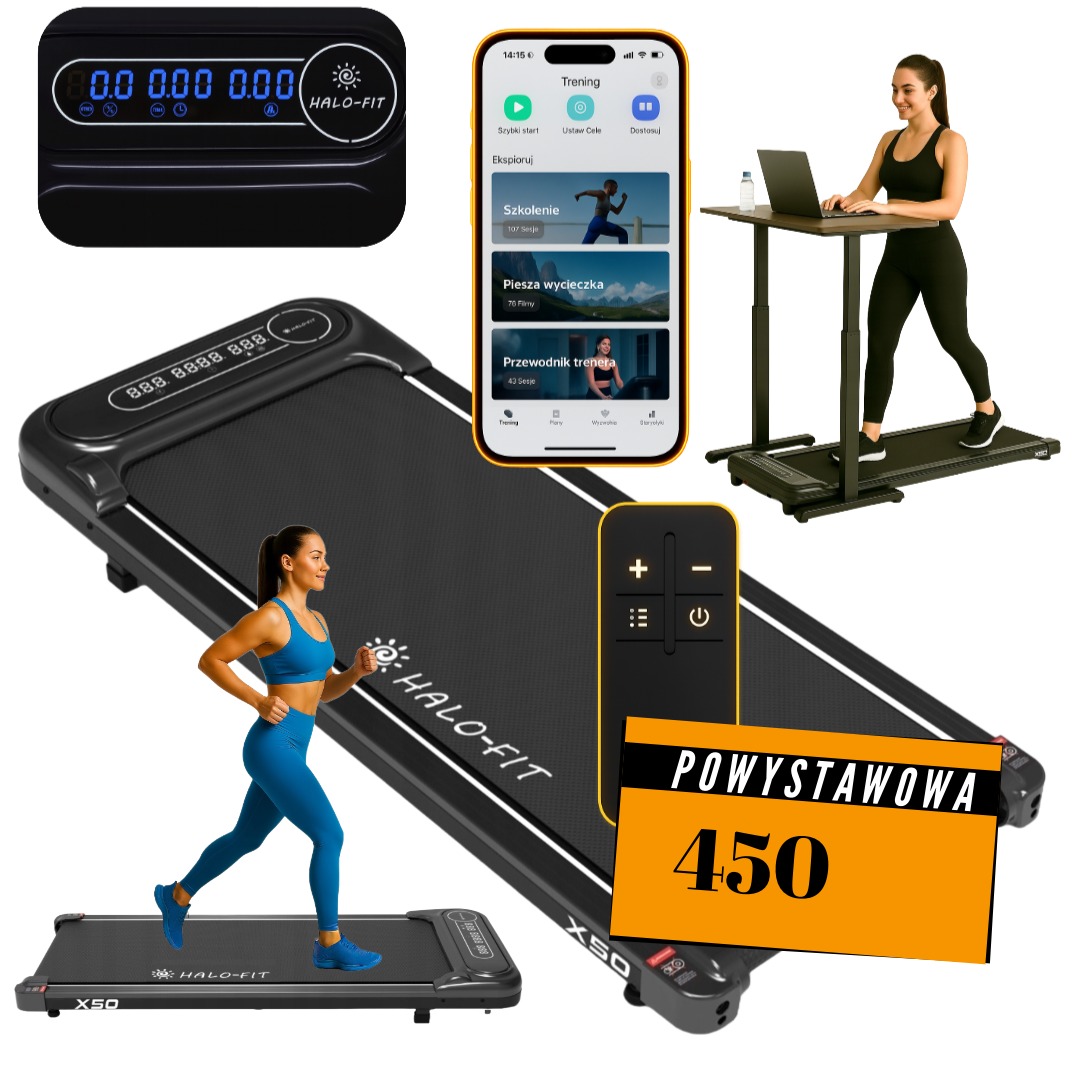 Bieżnia domowa specerowa pod biurko pod łóżko aplikacja Fitshow HaloFit X50 powystawowa Bieżnia domowa specerowa pod biurko pod łóżko aplikacja Fitshow HaloFit X50 powystawowa