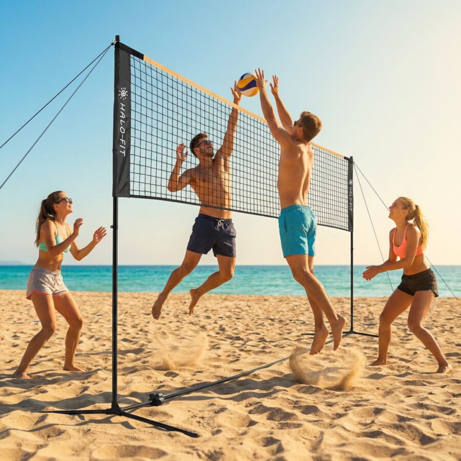 Siatka Halofit ze stelażem regulowana wysokość mocna i trwała do siatkówki, tenisa, badmintona