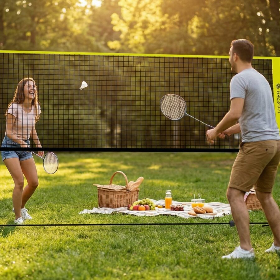 Untitled (49) Siatka Halofit ze stelażem regulowana wysokość mocna i trwała do siatkówki, tenisa, badmintona