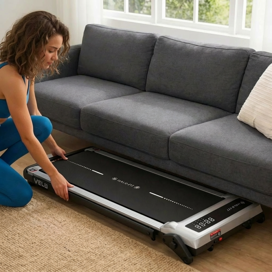 Bieżnia Elektryczna Domowa Składana Vela – regulacja kąta nachylenia i aplikacja FitShow 1–10 kmh, 100kg
