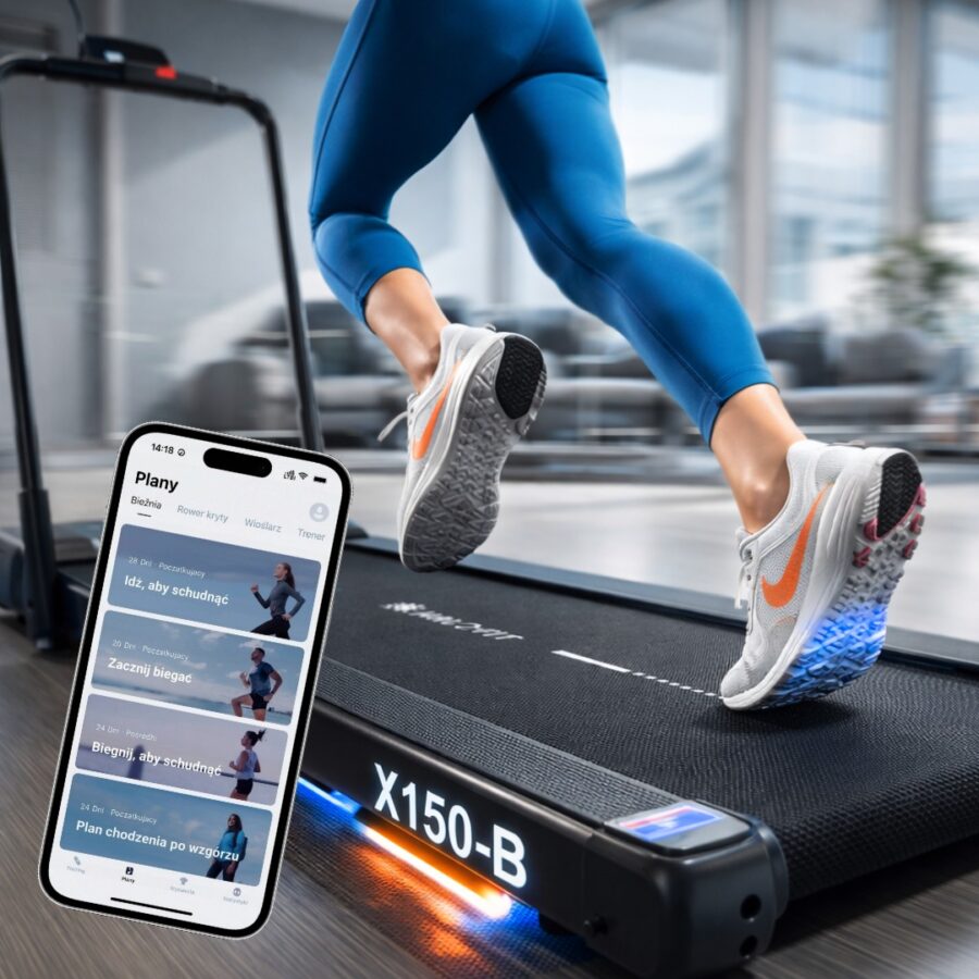 Bieżnia Halo Fit x150 czarna 12kmh Fitshow Bieżnia elektryczna składana X150 czarna – 12 km/h, aplikacja FitShow, 110 kg