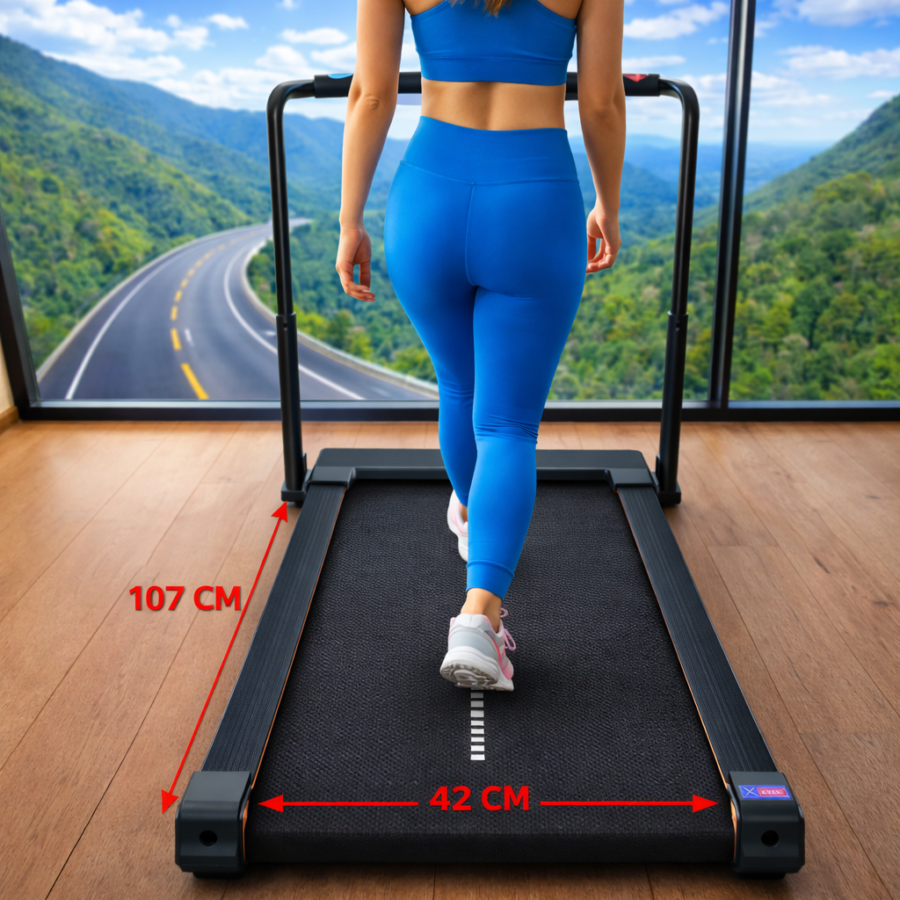 ChatGPT Image 25 февр. 2026 г., 22_25_40 Bieżnia elektryczna składana X150 czarna – 12 km/h, aplikacja FitShow, 110 kg