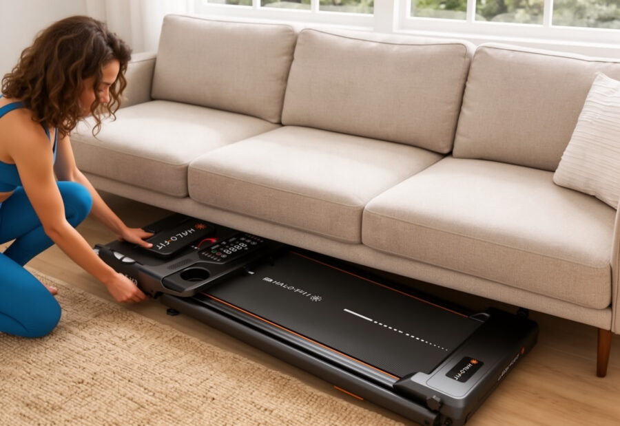 Halo Fit Eva bieżnia elektryczna składana Fitshow Bieżnia Domowa Elektryczna Składana EVA czujniki pulsu, 12 km/h, Aplikacja FitShow