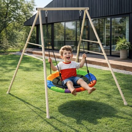 Huśtawka bocianie gniazdo ze stelażem metalowym HaloFit wymiary