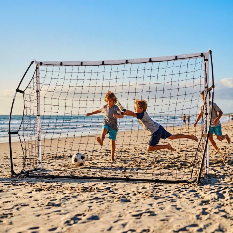 Składana bramka piłkarska z torbą i włóknem szklanym 240x170 cm - lekka i szybka w montażu HaloFit