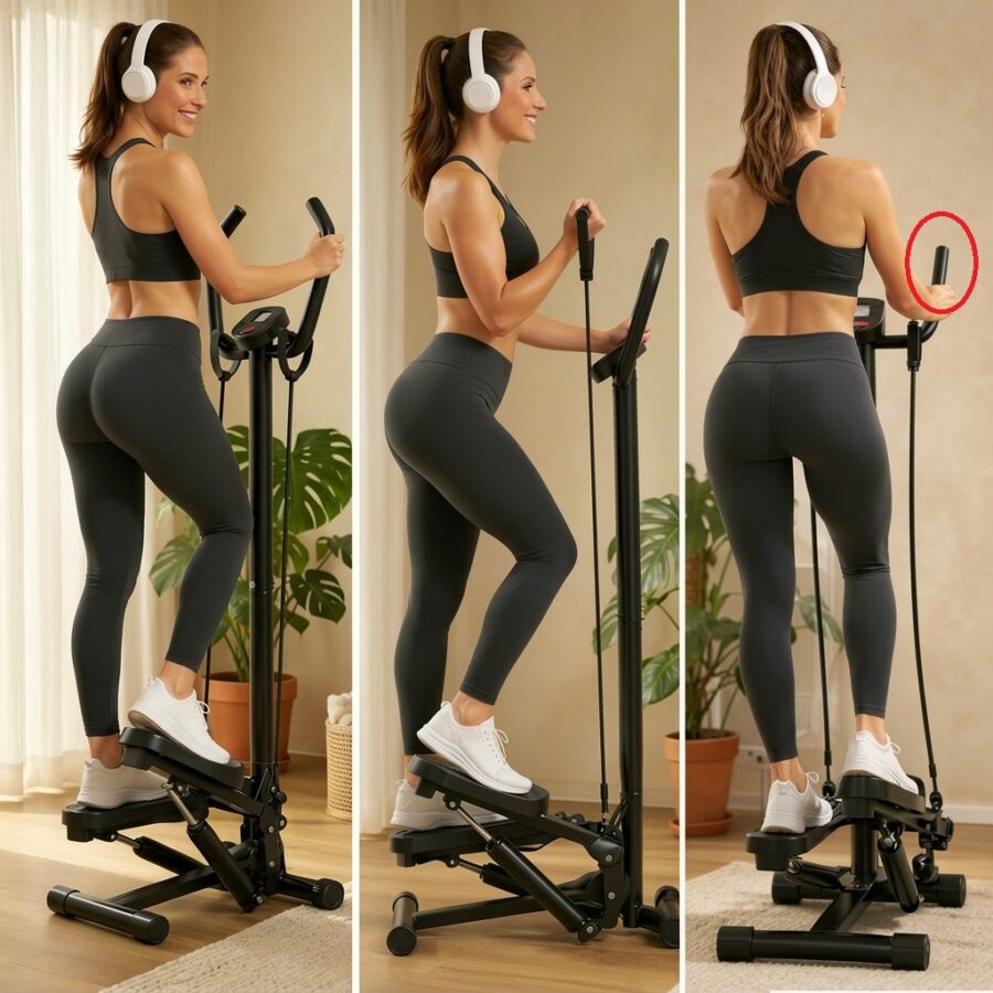 Stepper skrętny z kolumną i linkami - domowy trening fitness