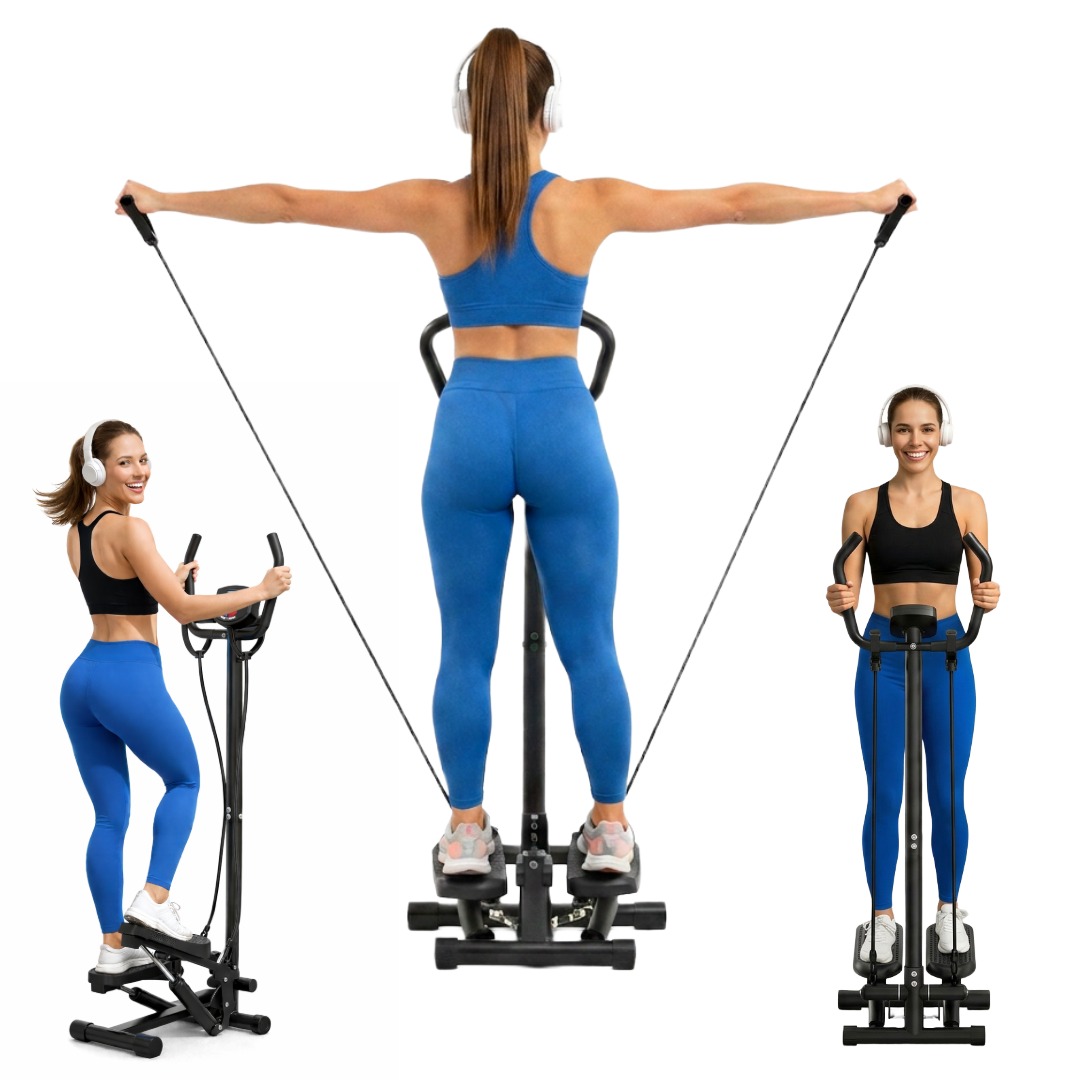 Stepper skrętny z kolumną i linkami - domowy trening fitness