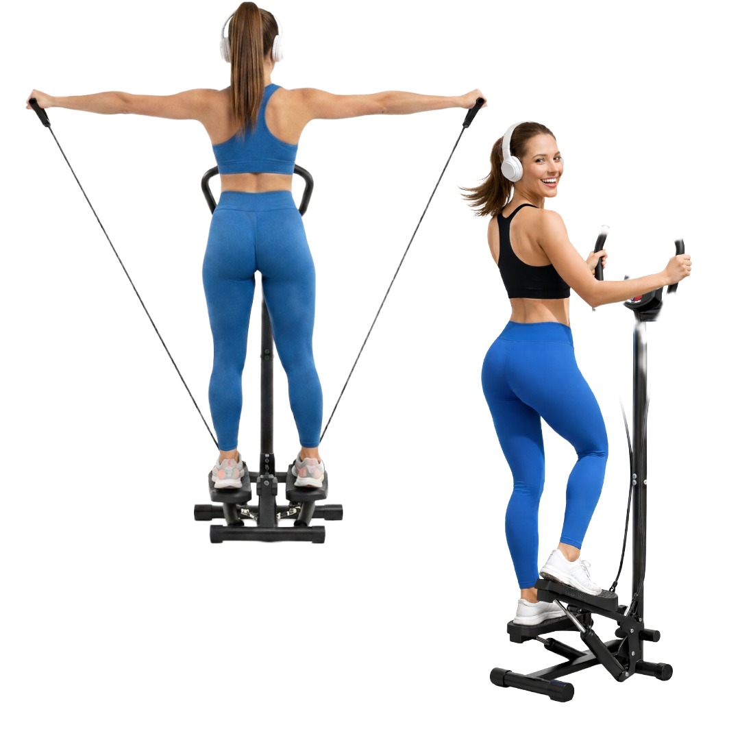 Stepper skrętny z kolumną i linkami - domowy trening fitness