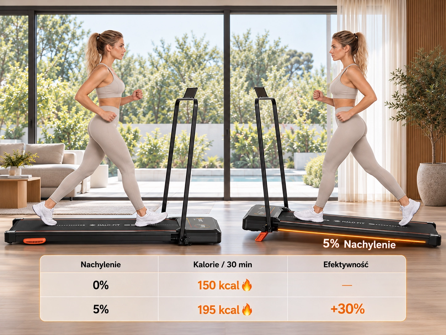 Bieżnia HALO-FIT LUNA z manualnym nachyleniem do 5 procent
