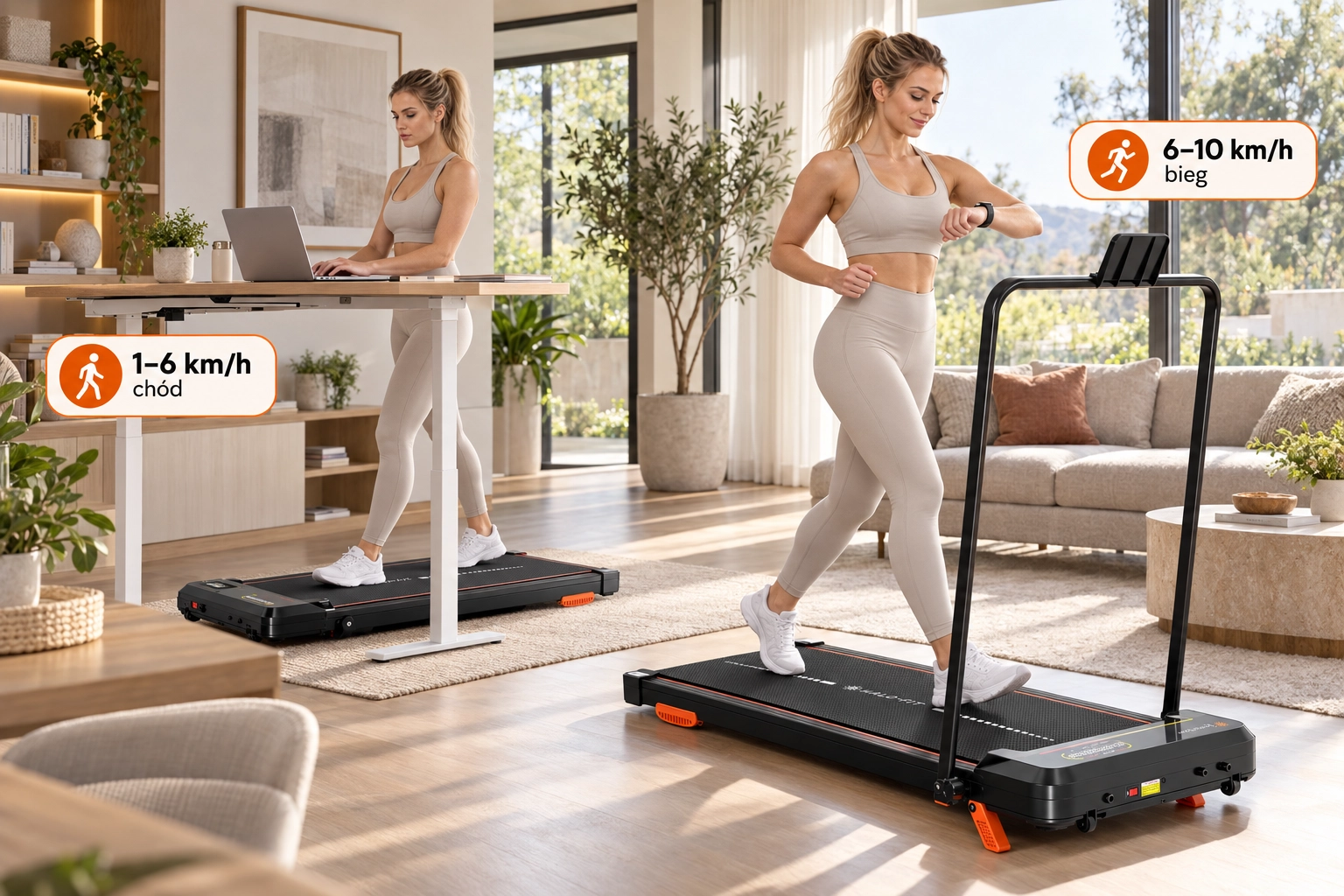 Zakres prędkości bieżni HALO-FIT LUNA 1–10 km/h