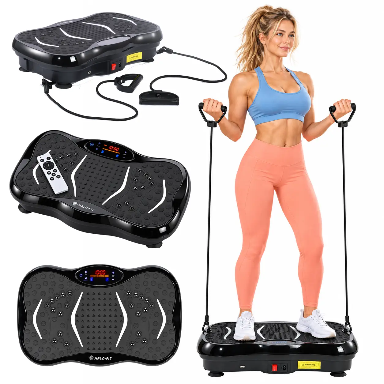 Platforma Wibracyjna Do Ćwiczeń Z Linkami 5 Programów Pilot 150 Kg HALO-FIT