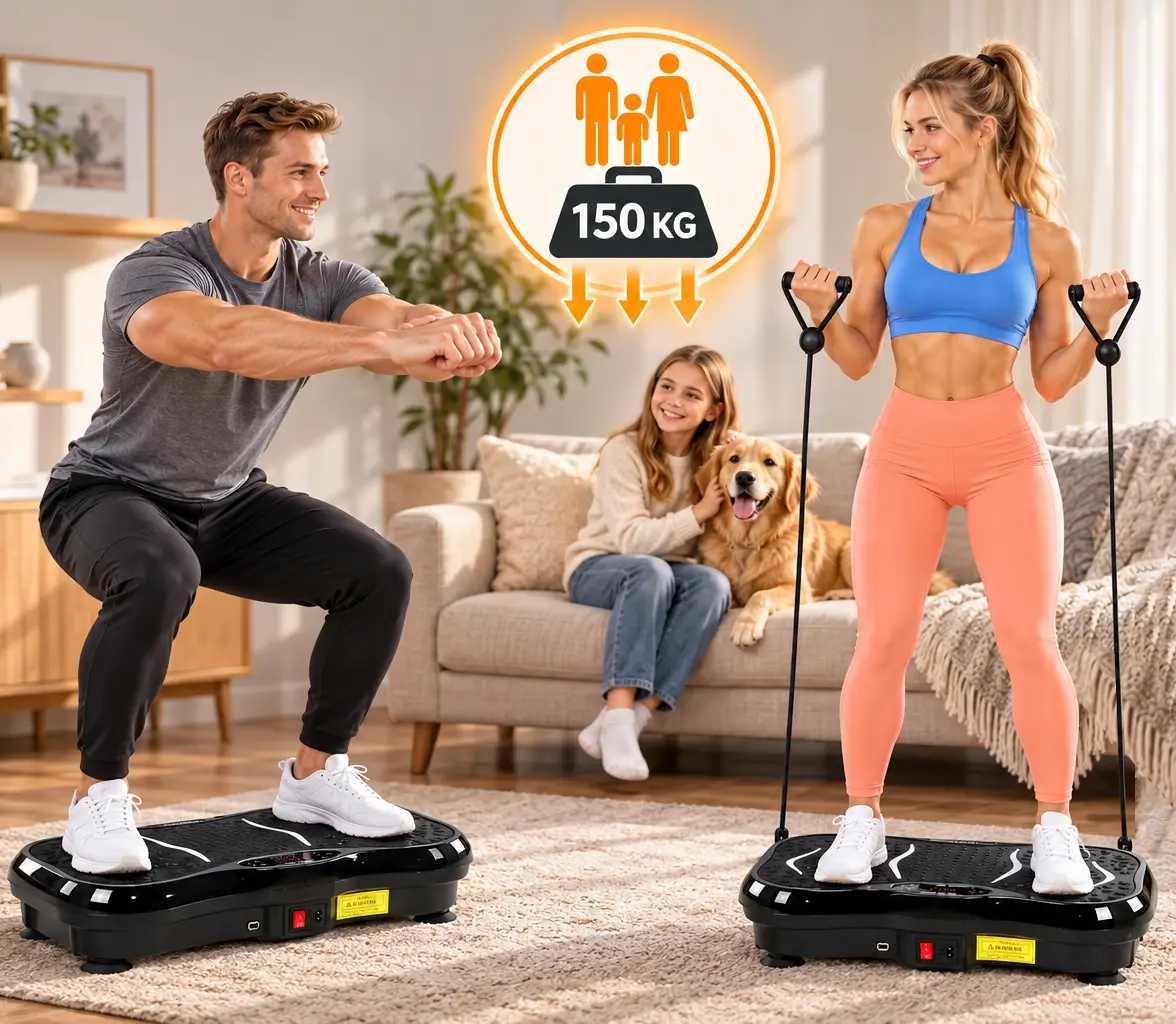 Platforma wibracyjna HALO-FIT — maksymalna masa użytkownika 150 kg i domowy trening dla niej i dla niego